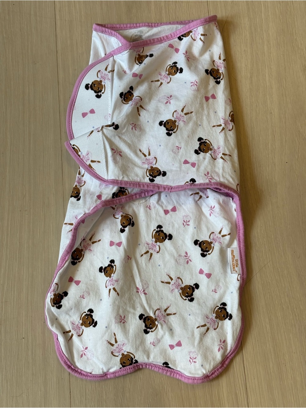 Little Muffincakes Baby Swaddle with Pink Trim and Ballerina Bear Print